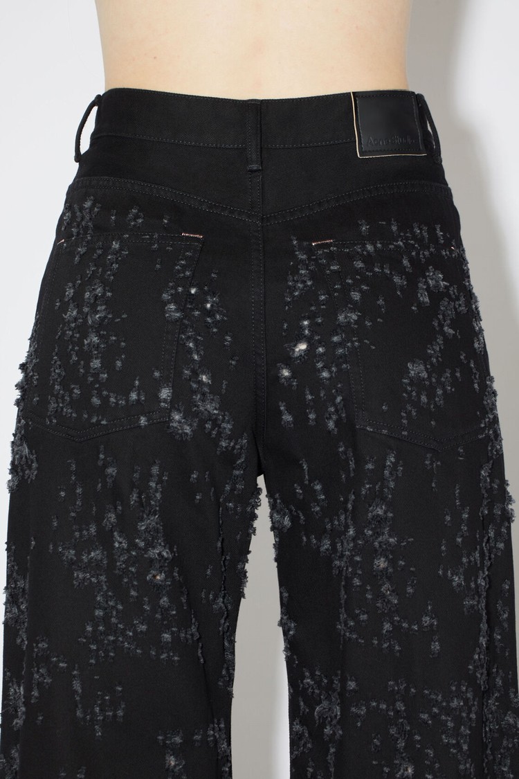 Black Acne Studios Distressed Relaxed Fit - 2022 Women's Jeans | HGCM-13207