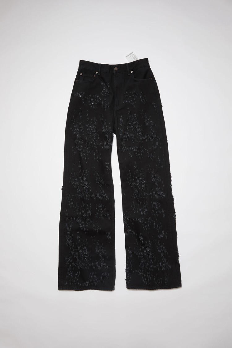 Black Acne Studios Distressed Relaxed Fit - 2022 Women's Jeans | HGCM-13207