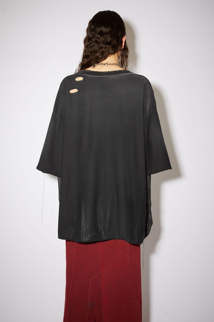 Black Acne Studios Distressed Women's T Shirts | QGOV-73685