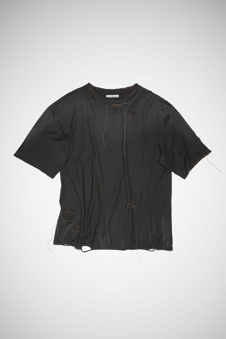 Black Acne Studios Distressed Women's T Shirts | QGOV-73685