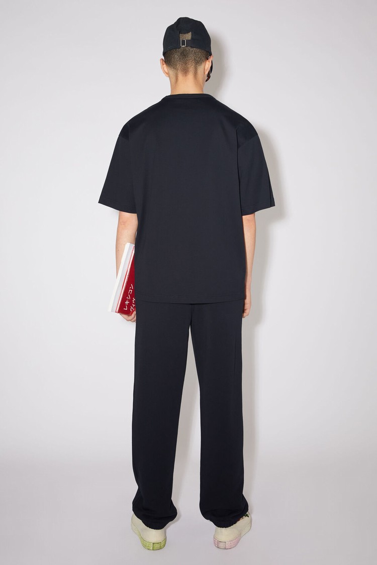 Black Acne Studios Face Logo Patch Women's T Shirts | CBTM-80649