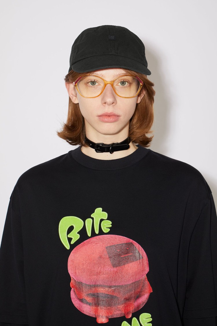 Black Acne Studios Face Patch Baseball Caps | OCUM-30168