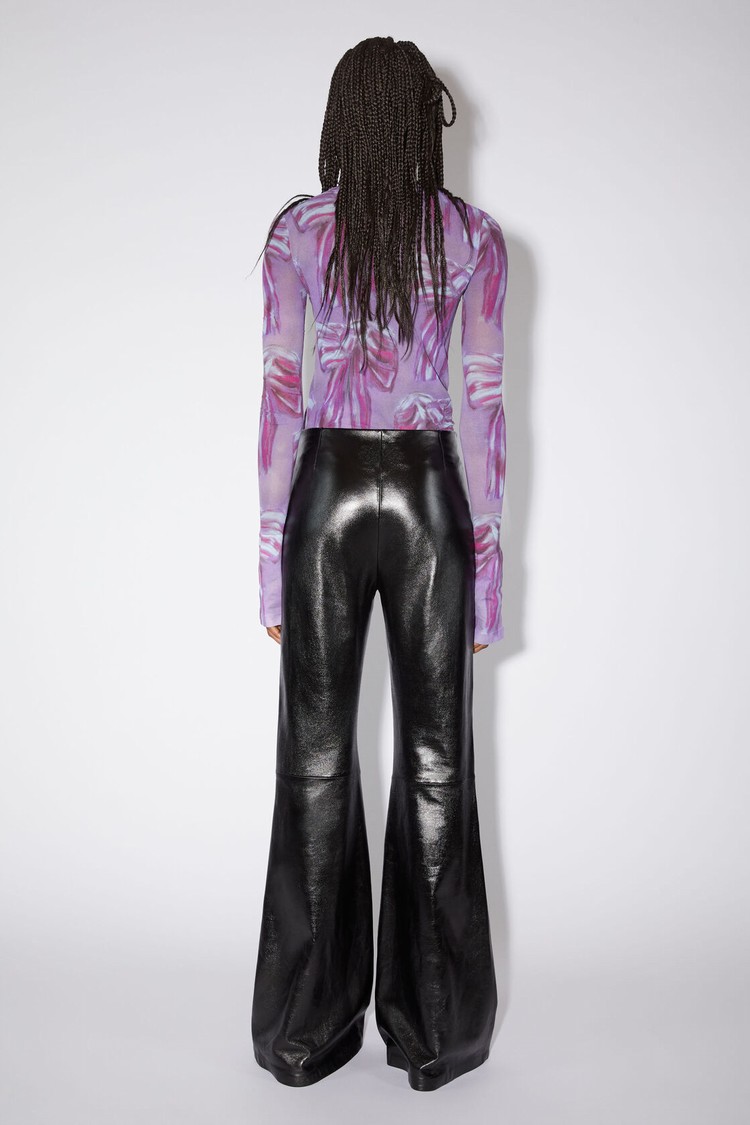 Black Acne Studios Flared Leather Women's Trousers | UGXJ-91460