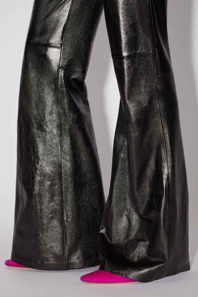 Black Acne Studios Flared Leather Women's Trousers | UGXJ-91460