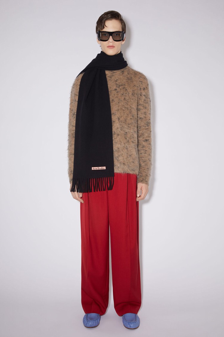 Black Acne Studios Fringe Wool - Narrow Scarf | RUPZ-03267