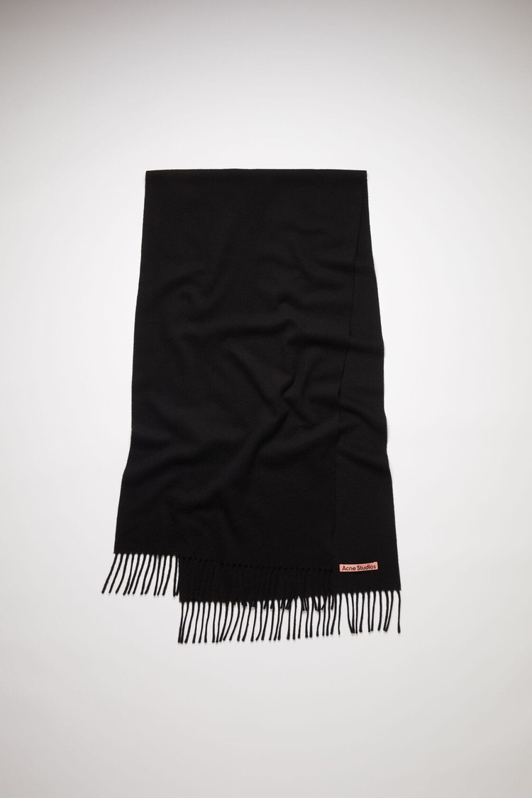 Black Acne Studios Fringe Wool - Narrow Scarf | RUPZ-03267