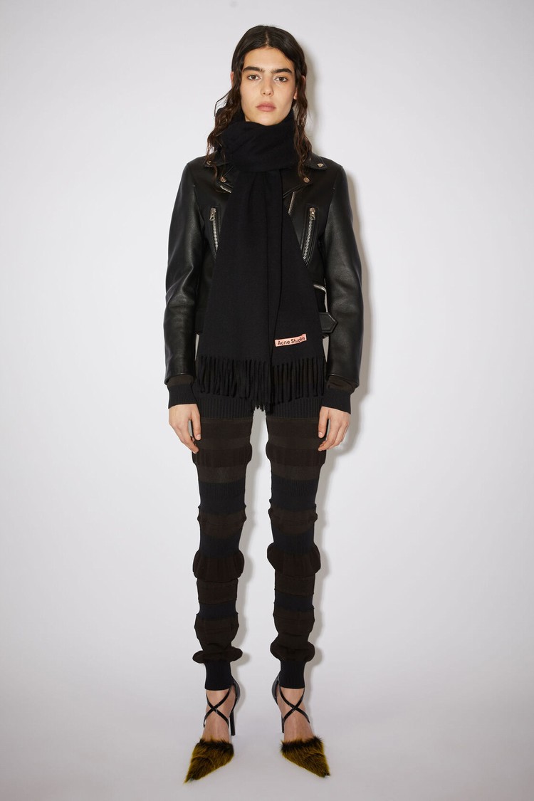 Black Acne Studios Fringe Wool - Oversized Scarf | HSVU-17806