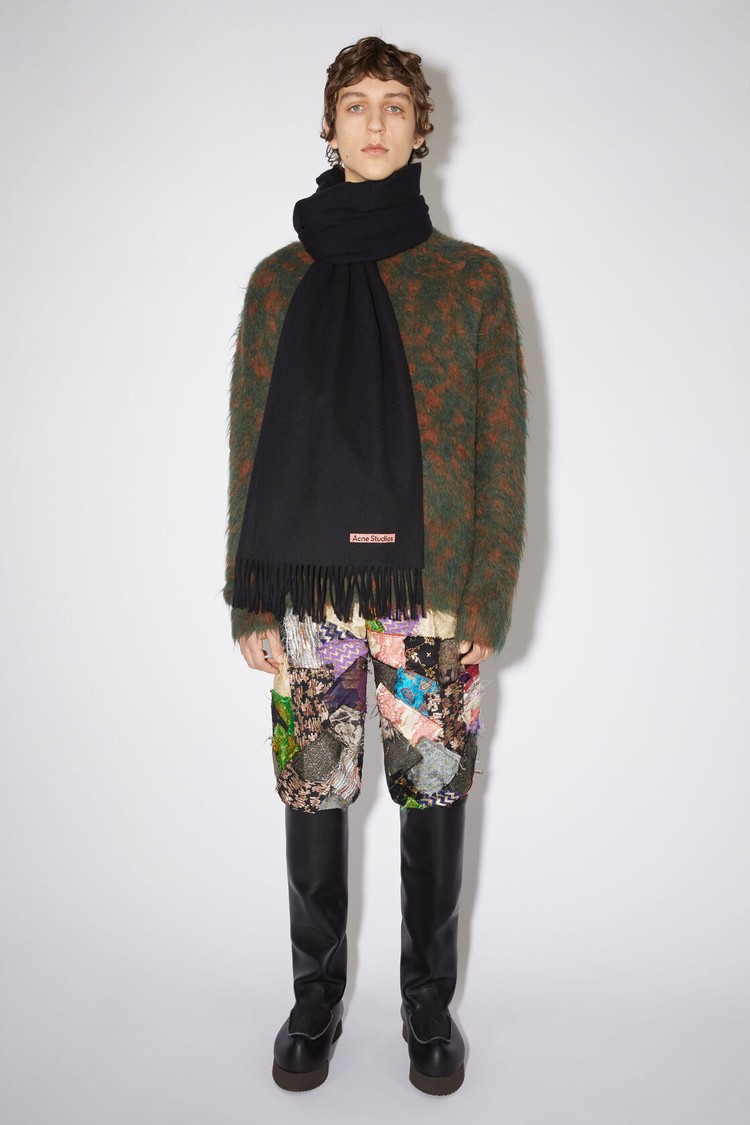 Black Acne Studios Fringe Wool - Oversized Scarf | HSVU-17806