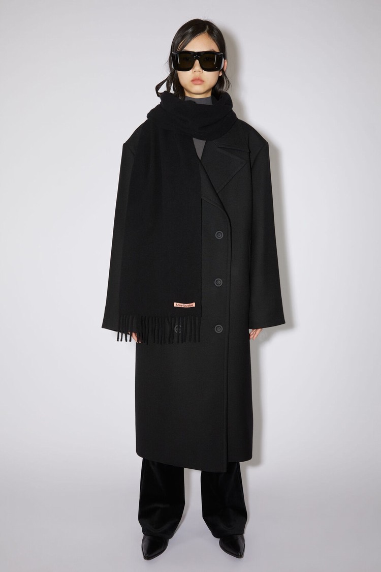 Black Acne Studios Fringe Wool - Skinny Scarf | TZVD-36508