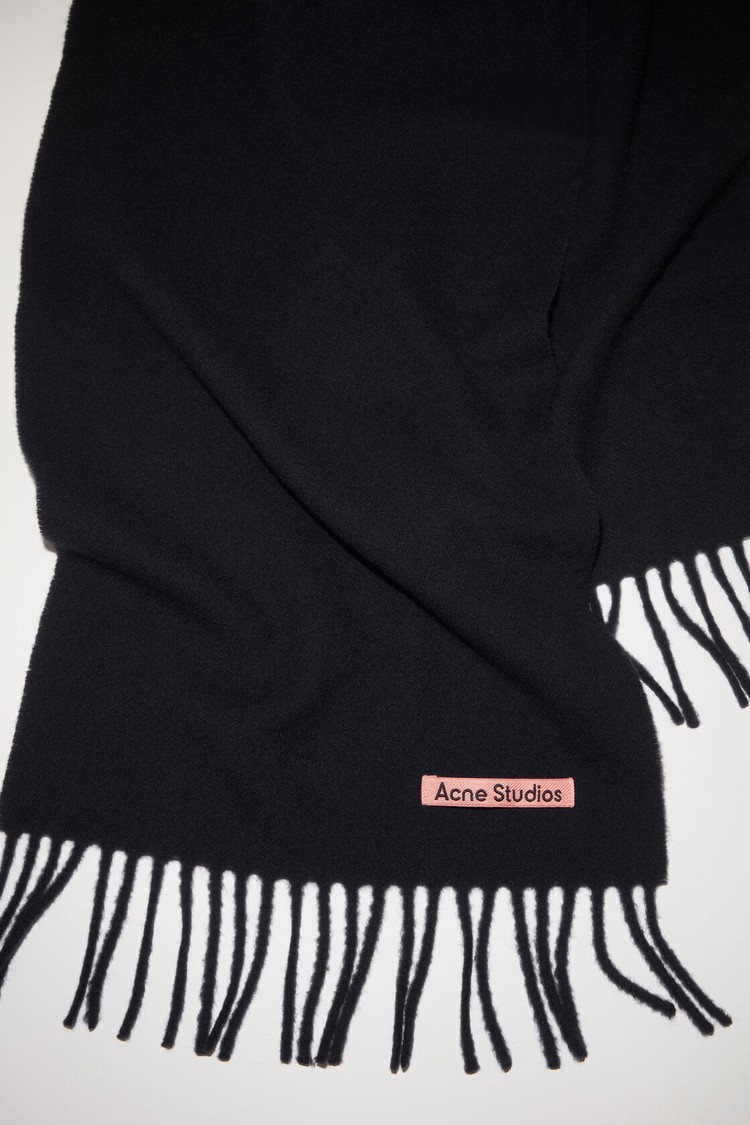 Black Acne Studios Fringe Wool - Skinny Scarf | TZVD-36508