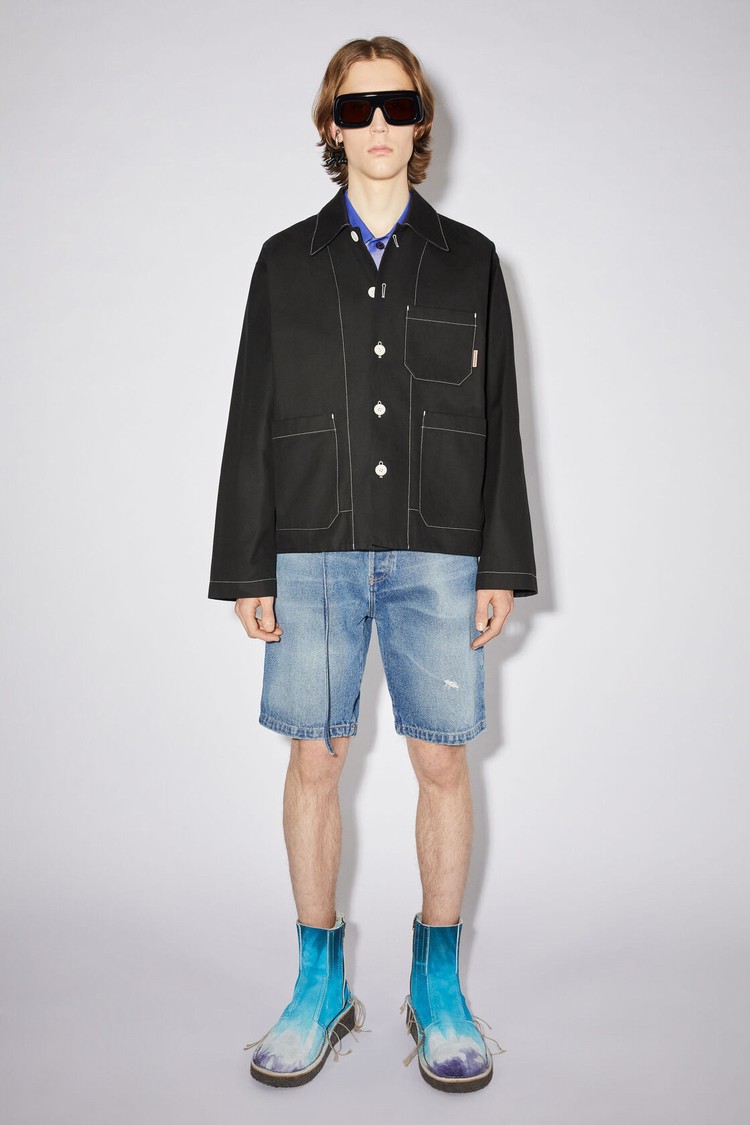 Black Acne Studios Heavy Twill Men\'s Jackets | IFKA-61830