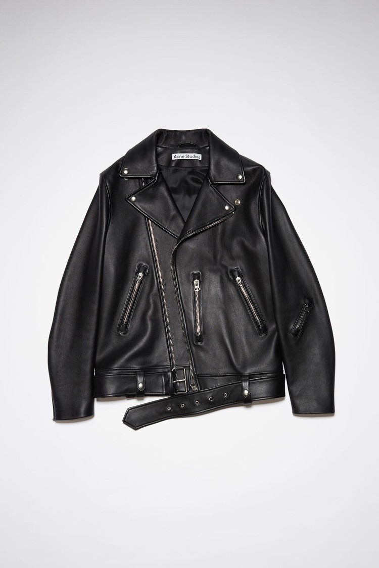 Black Acne Studios Leather Biker Men's Jackets | VCZK-18739