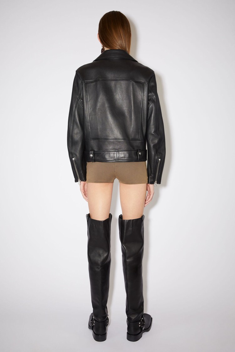 Black Acne Studios Leather Biker Women's Jackets | HYWE-25643