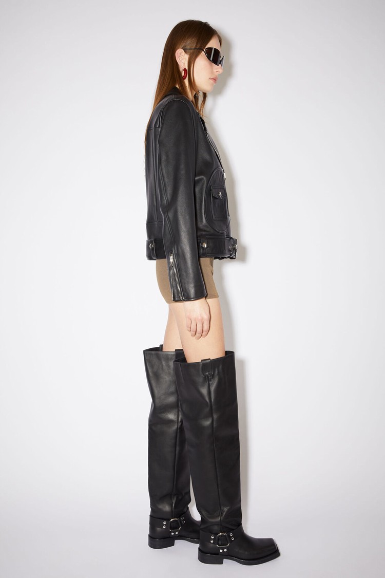 Black Acne Studios Leather Biker Women's Jackets | HYWE-25643