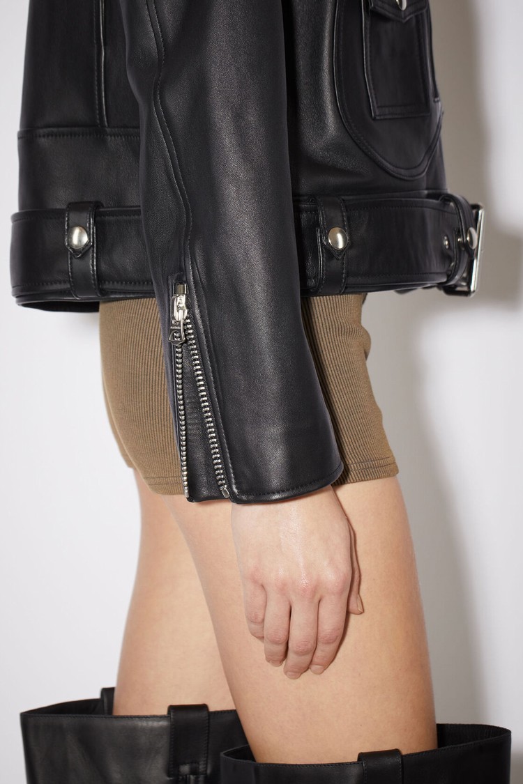 Black Acne Studios Leather Biker Women's Jackets | HYWE-25643