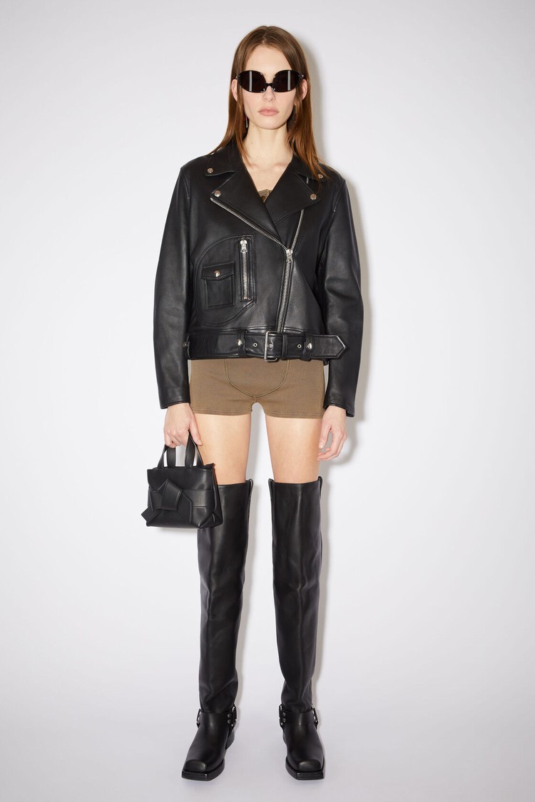 Black Acne Studios Leather Biker Women\'s Jackets | HYWE-25643