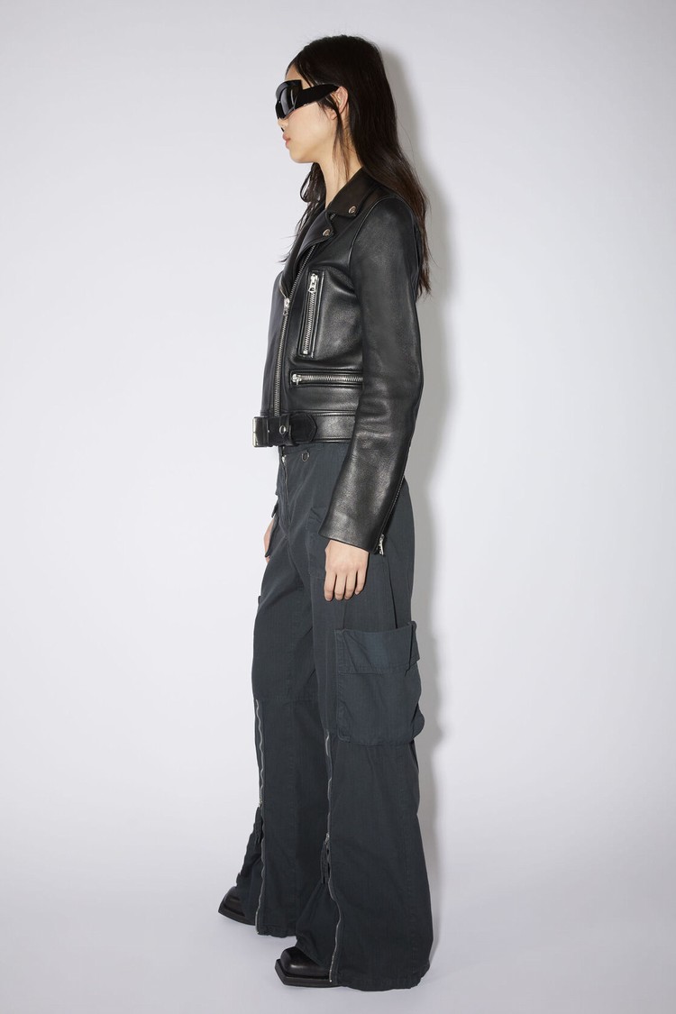 Black Acne Studios Leather Biker Women's Jackets | JGER-20185