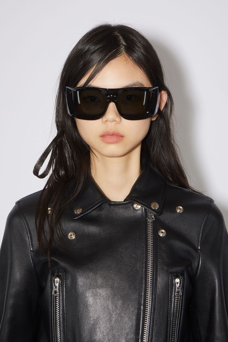 Black Acne Studios Leather Biker Women's Jackets | JGER-20185