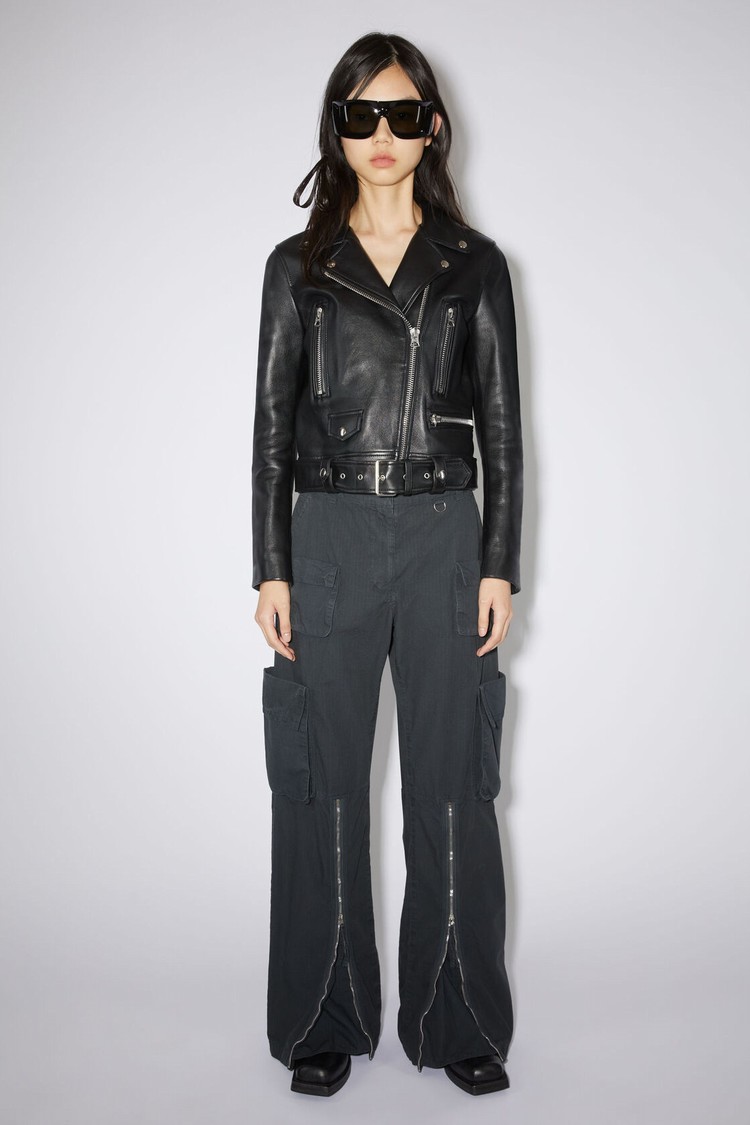 Black Acne Studios Leather Biker Women\'s Jackets | JGER-20185