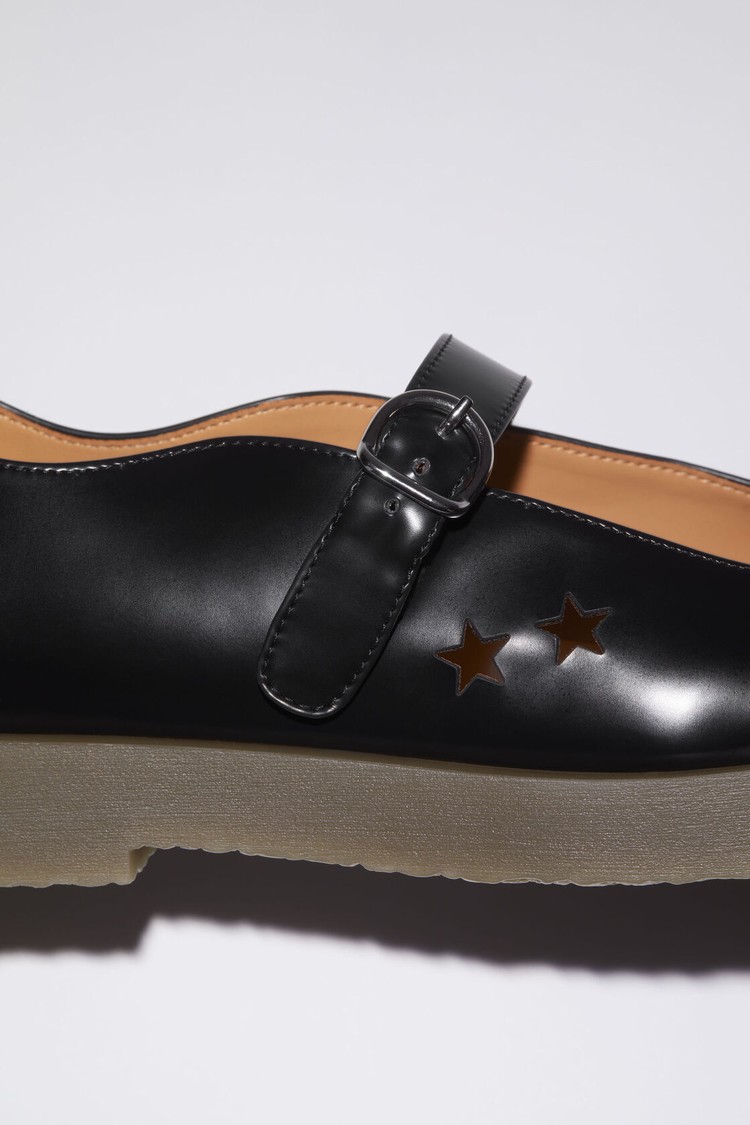 Black Acne Studios Leather Buckle Men's Mules | EGCY-61304