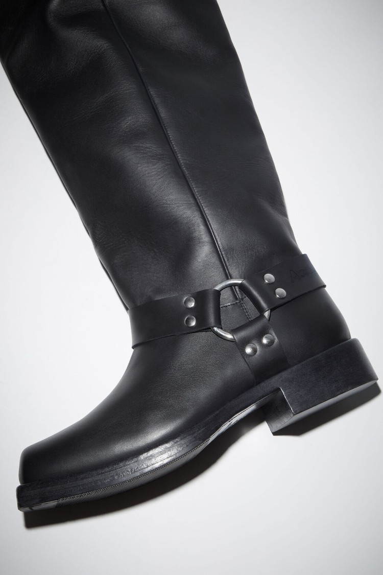 Black Acne Studios Leather Buckle Women's Boots | ITKE-81952