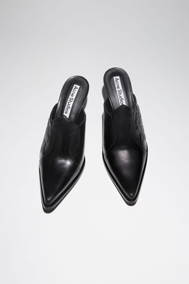 Black Acne Studios Leather Heeled Women's Mules | PURA-95804