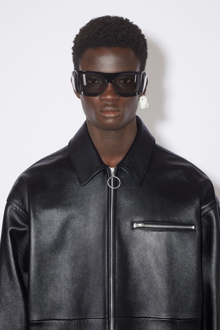 Black Acne Studios Leather Men's Jackets | QZBV-09815