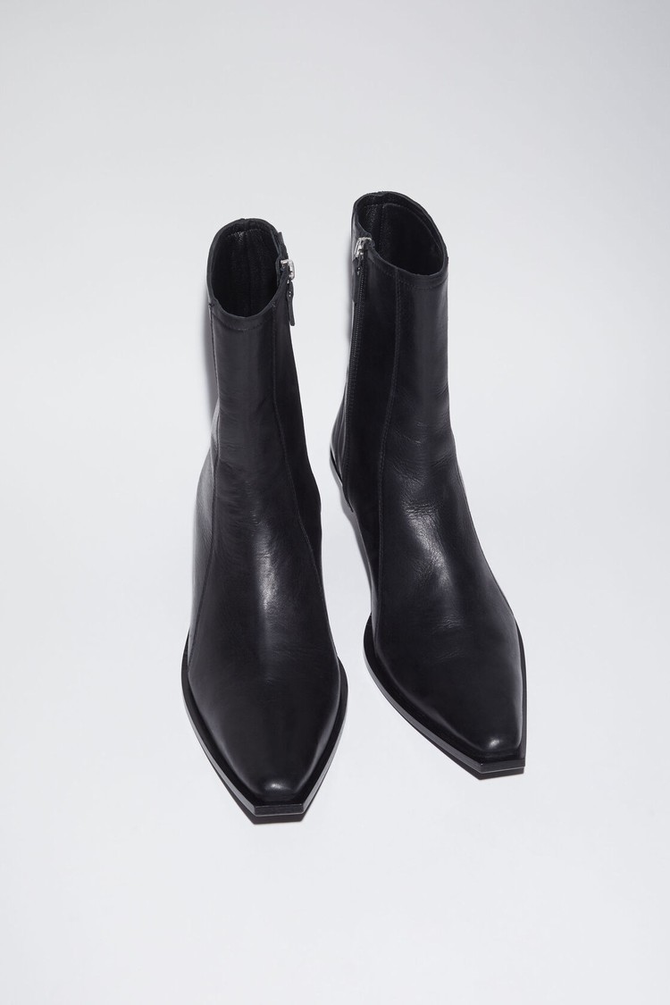 Black Acne Studios Leather Women's Ankle Boots | YKQA-36189