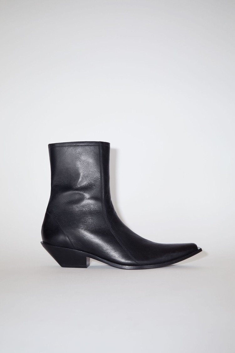 Black Acne Studios Leather Women\'s Ankle Boots | YKQA-36189