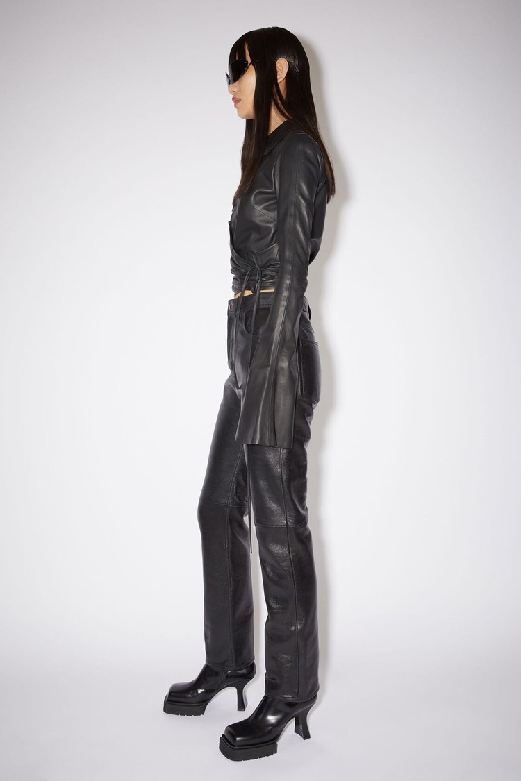 Black Acne Studios Leather Women's Trousers | BNKF-95861