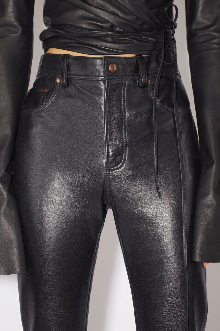 Black Acne Studios Leather Women's Trousers | BNKF-95861