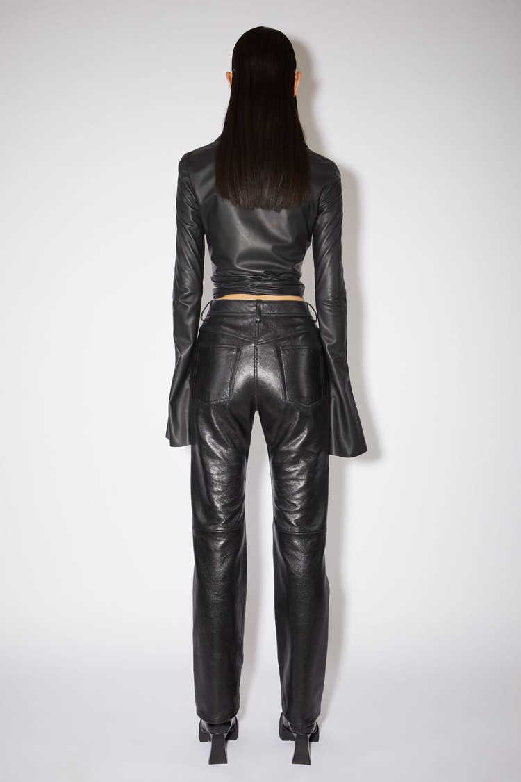 Black Acne Studios Leather Women\'s Trousers | BNKF-95861