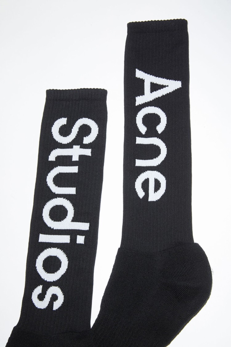 Black Acne Studios Logo Contrast Socks | IOKJ-24170