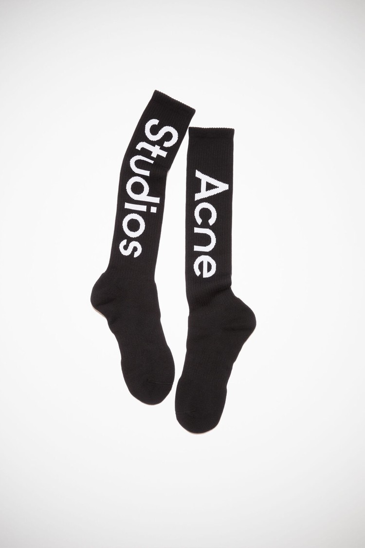 Black Acne Studios Logo Contrast Socks | IOKJ-24170