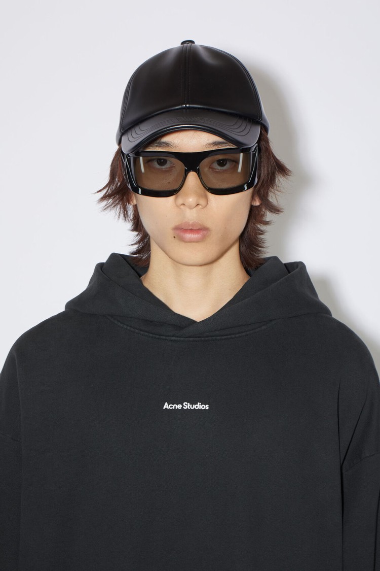 Black Acne Studios Logo Hooded Men's Hoodie | MCEJ-86509