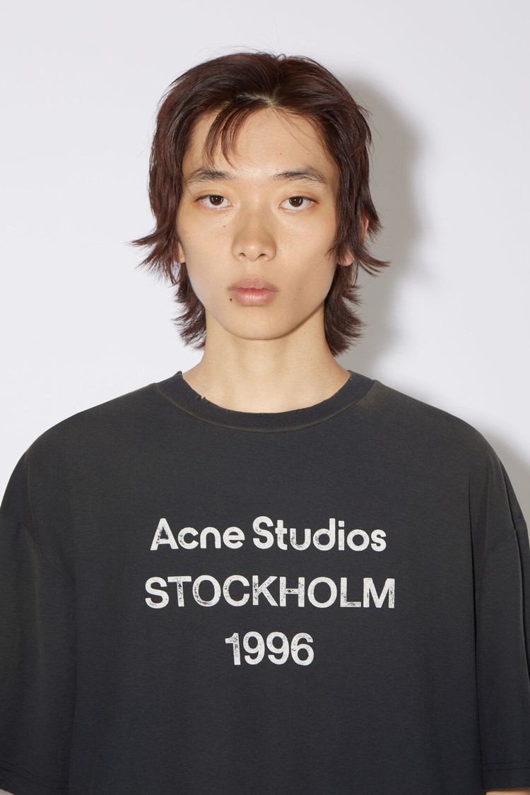 Black Acne Studios Logo Men's T Shirts | BKHN-29573