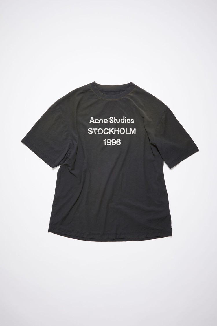 Black Acne Studios Logo Men's T Shirts | BKHN-29573