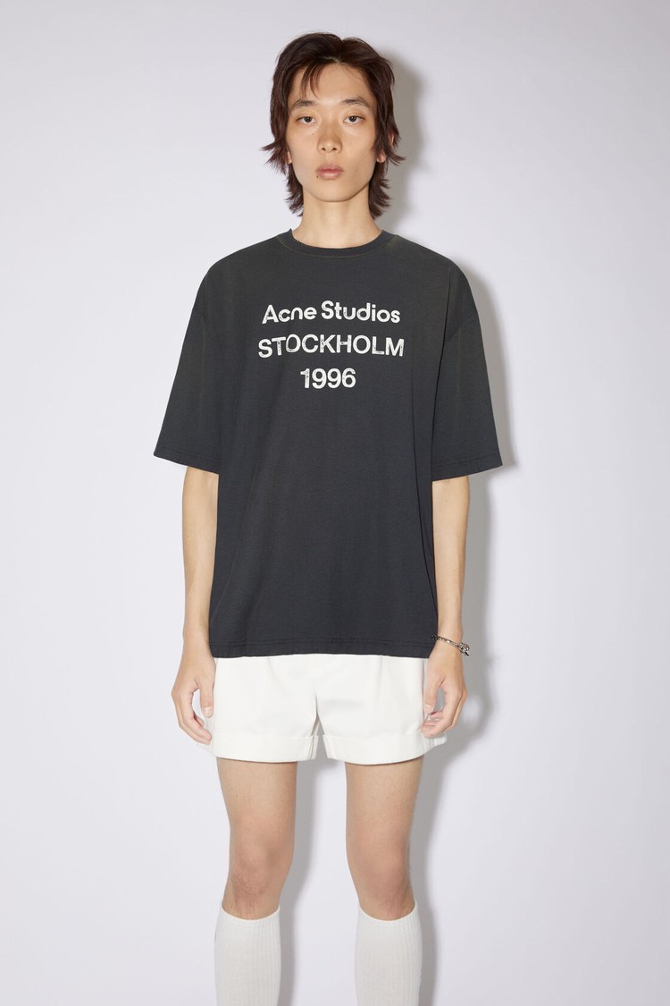 Black Acne Studios Logo Men\'s T Shirts | BKHN-29573