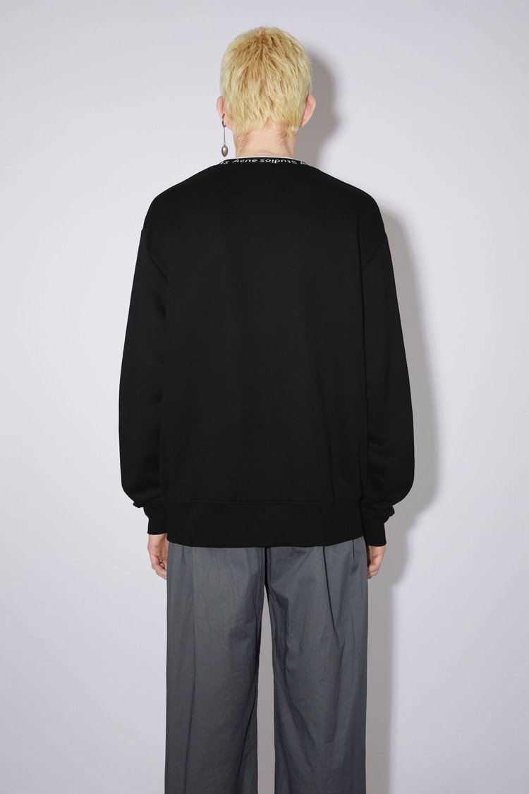 Black Acne Studios Logo Rib Men's Sweatshirts | QJPW-51740