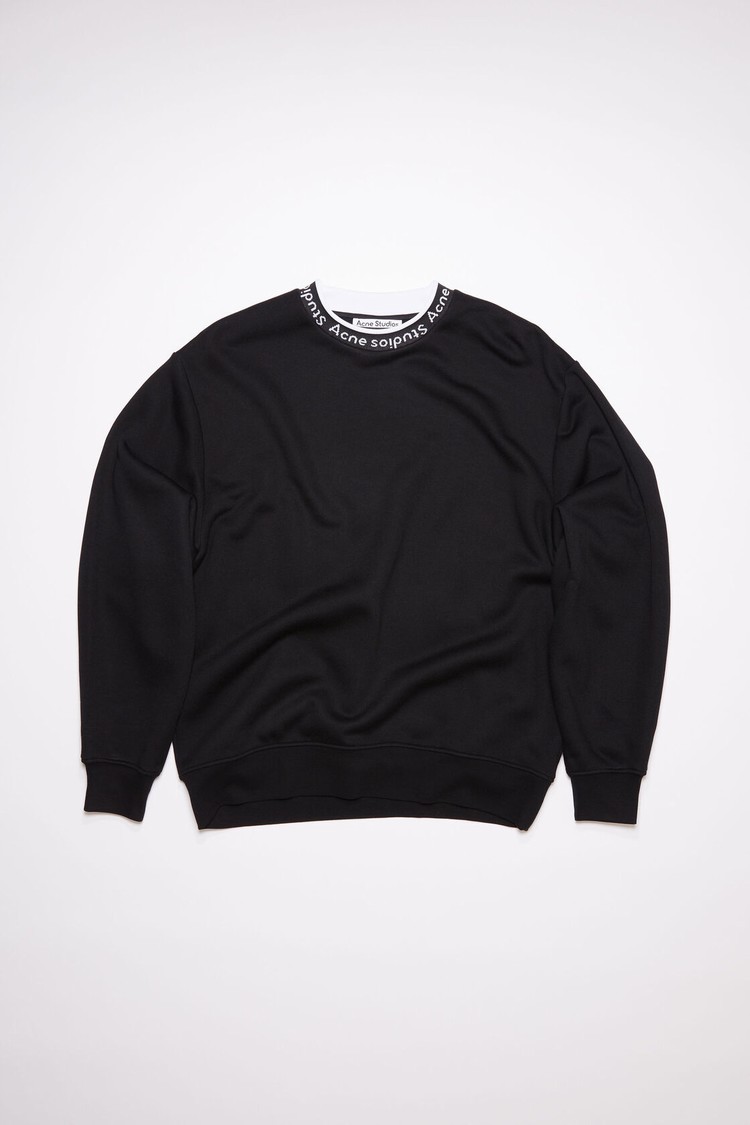 Black Acne Studios Logo Rib Men's Sweatshirts | QJPW-51740