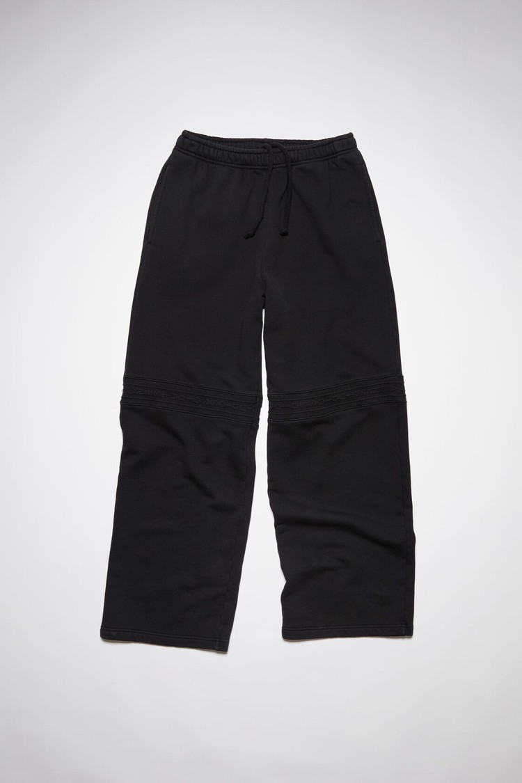 Black Acne Studios Logo Tape Fleece Men's Sweatpants | YSOZ-32945