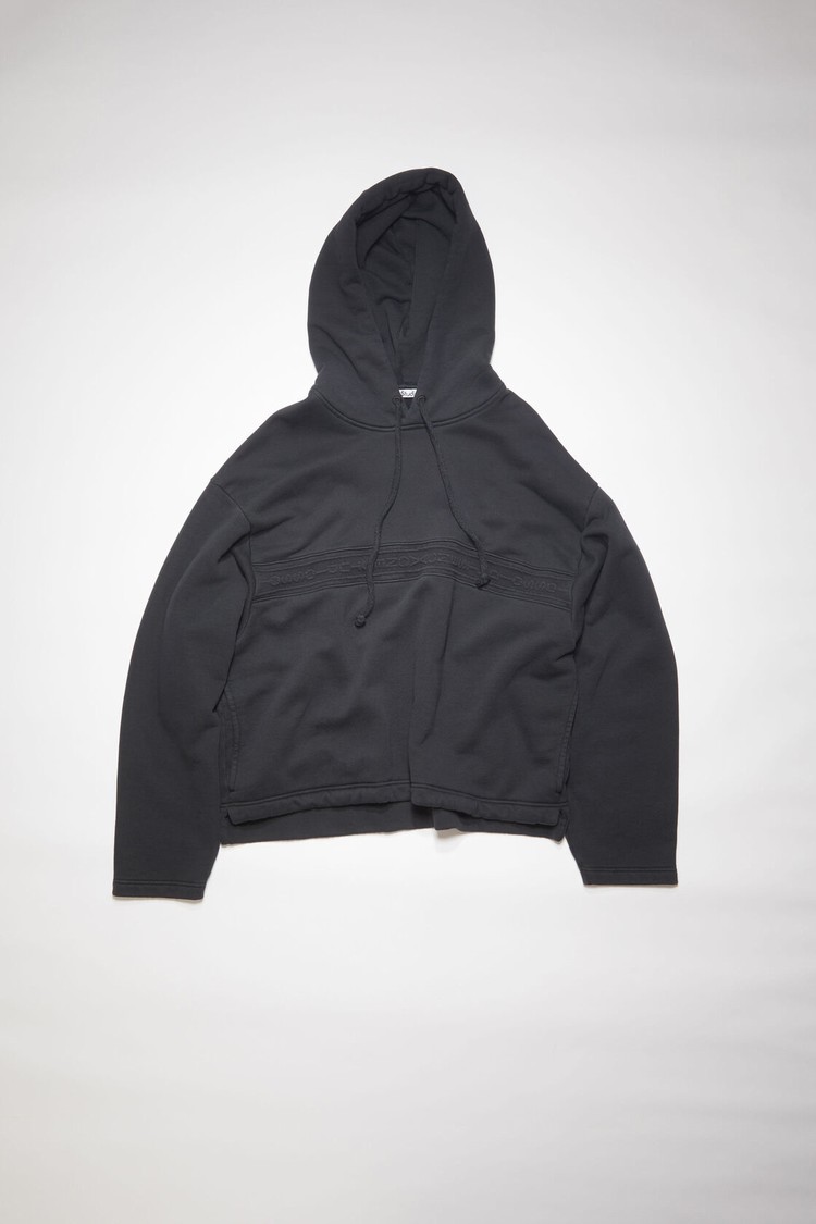 Black Acne Studios Logo Tape Men's Hoodie | TXYP-85270