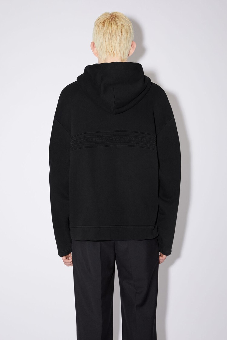 Black Acne Studios Logo Tape Men's Hoodie | UHLC-25741