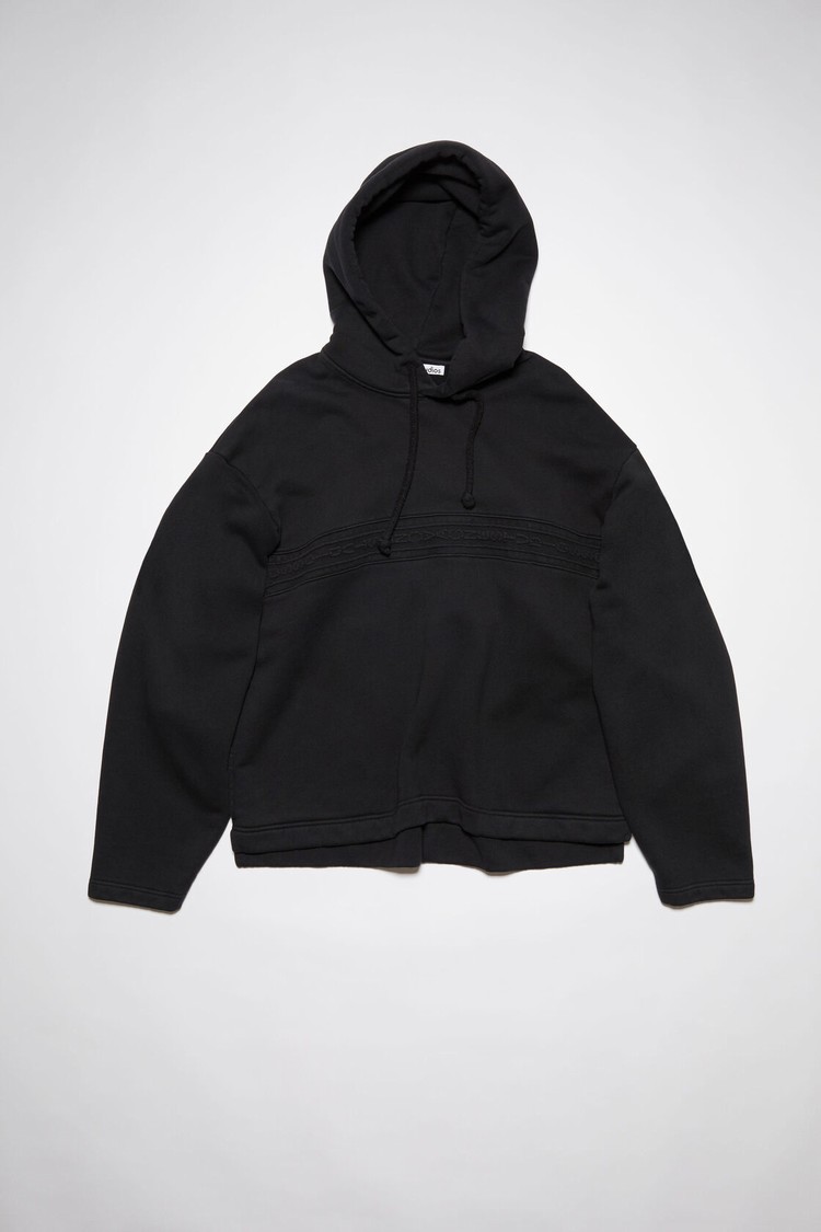 Black Acne Studios Logo Tape Men's Hoodie | UHLC-25741