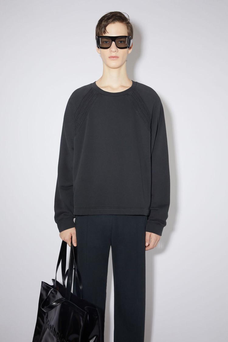 Black Acne Studios Logo Tape Men\'s Sweatshirts | RQUB-31689