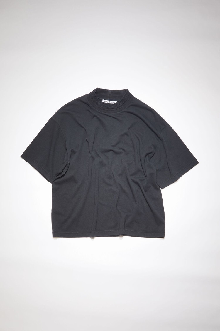 Black Acne Studios Logo Tape Men's T Shirts | ZVWJ-71382