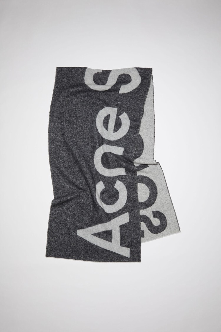 Black Acne Studios Logo Wool Blend Scarf | DTNB-09685