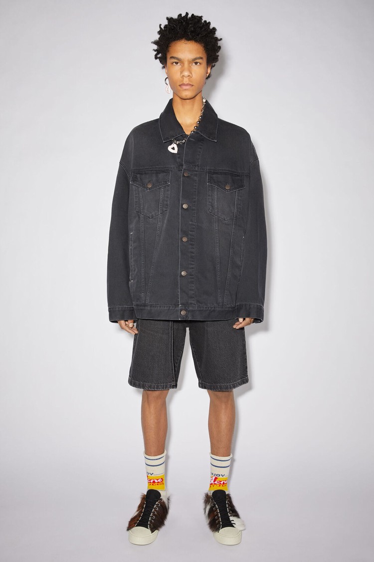 Black Acne Studios Oversized Denim Men\'s Jackets | JVOL-80934