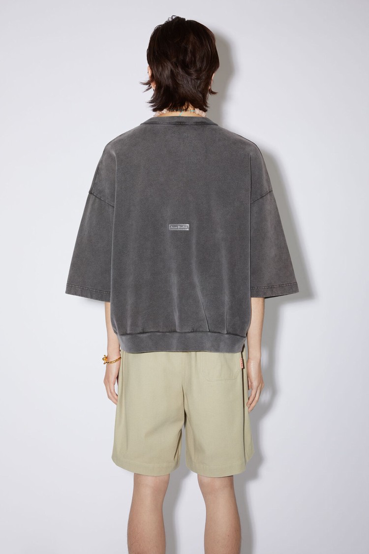 Black Acne Studios Patch Logo Men's T Shirts | IETJ-45128