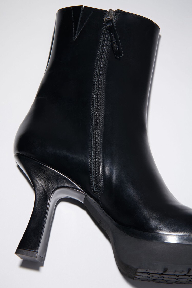 Black Acne Studios Platform Heel Leather Women's Ankle Boots | BUMK-10358